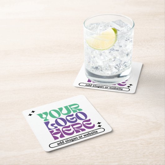 Y2k Business Logo Retrowave Cute Stars スクエアペーパーコースター (インサイチュ)