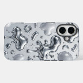 Y2K Chrome Bubble 3D Silver Case Case-Mate iPhoneケース (裏面 (横))