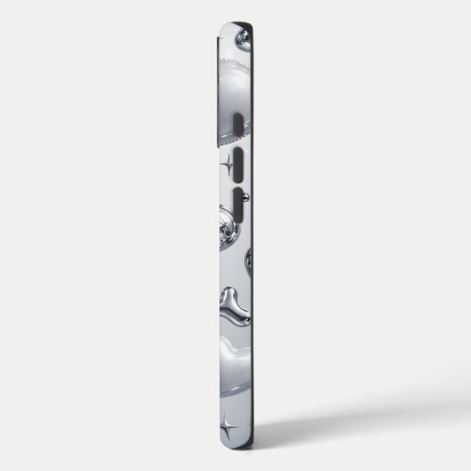 Y2K Chrome Bubble 3D Silver Case Case-Mate iPhoneケース (裏面 / 左)