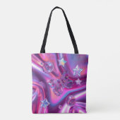 Y2K Chrome Butterfly Tote Bag | Holographic Pink トートバッグ (裏面)