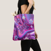 Y2K Chrome Butterfly Tote Bag | Holographic Pink トートバッグ (クローズアップ)