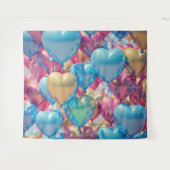 Y2K Colorful Heart Balloons Party 90s Backdrop タペストリー (正面(横))