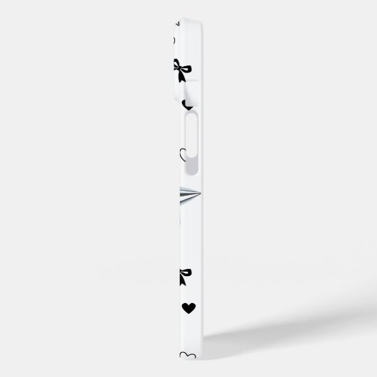 Y2K Dark Coquette Silver Star Ribbon Heart Pattern Case-Mate iPhoneケース (裏面 / 左)