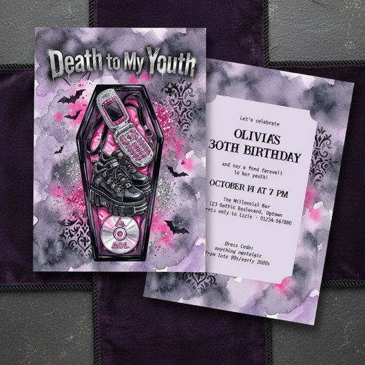 Y2K Death to My Youth 30歳の誕生日 招待状