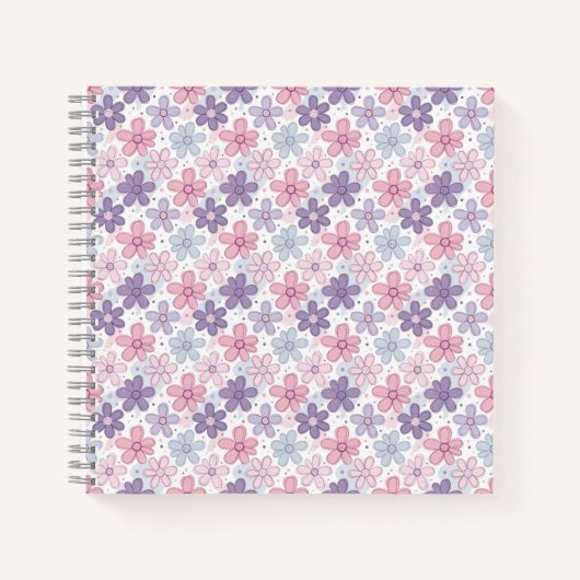 Y2K Flower Seamless Pattern ノートブック (正面)