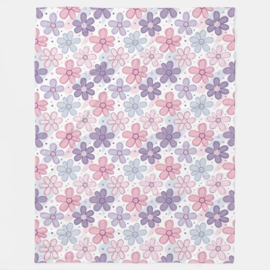 Y2K Flower Seamless Pattern フリースブランケット (正面)