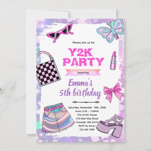 Y2K girly theme party invitation 招待状 (正面)