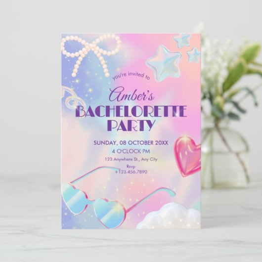 Y2k hologram bachelorette party 招待状 (スタンド正面)