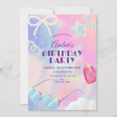 Y2k hologram cute birthday 招待状 (正面)