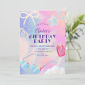 Y2k hologram cute birthday 招待状 (スタンド正面)