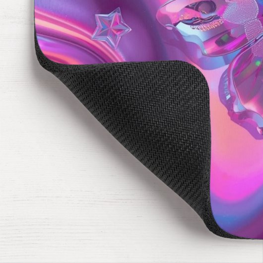 Y2K Holographic Gradient Mouse Pad | Chrome Stars マウスパッド (コーナー)