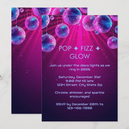 Y2K Holographic New Year’s Eve Invitation | Neon 招待状 (正面/裏面)