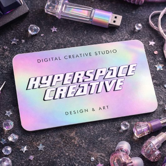 Y2K Holographic Retro Futuristic Faux Iridescent 名刺