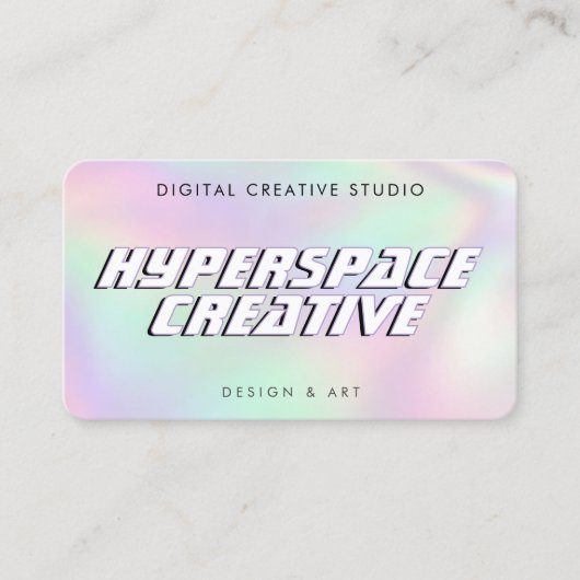 Y2K Holographic Retro Futuristic Faux Iridescent 名刺 (正面)