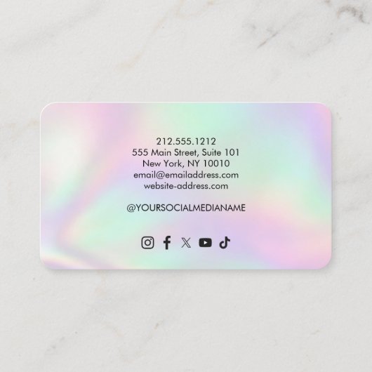 Y2K Holographic Retro Futuristic Faux Iridescent 名刺 (裏面)