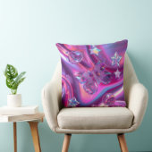 Y2K Holographic Throw Pillow | Hot Pink & Chrome クッション (椅子)