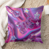 Y2K Holographic Throw Pillow | Hot Pink & Chrome クッション (ブランケット)
