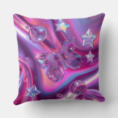 Y2K Holographic Throw Pillow | Hot Pink & Chrome クッション (裏面)