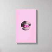 Y2K Lips Portrait – Glossy Aesthetic Pop Art Print キャンバスプリント (正面)