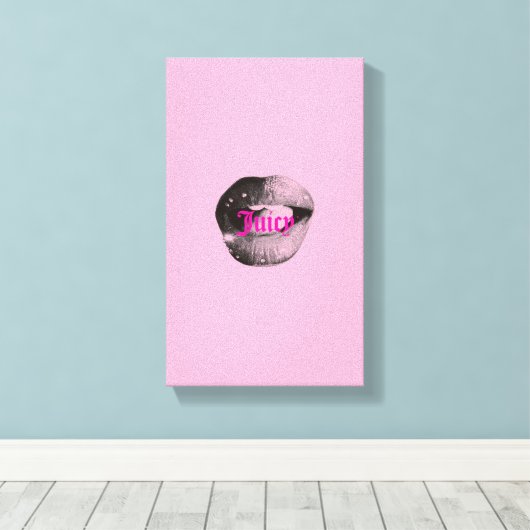Y2K Lips Portrait – Glossy Aesthetic Pop Art Print キャンバスプリント (インサイチュ (ウッドフロア))