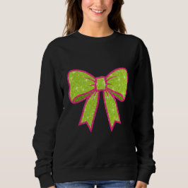 Y2K Retro Vibe Hot Pink and Green Christmas Bow スウェットシャツ