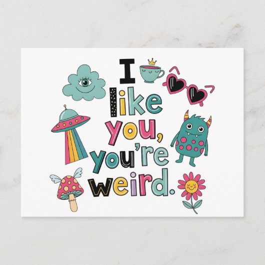 Y2K Stickerbomb Trendy Indie Pop Art ポストカード (正面)