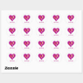 Y2K Vibrant Pink ILY Sign Language Heart Custom ラウンドシール (シート)