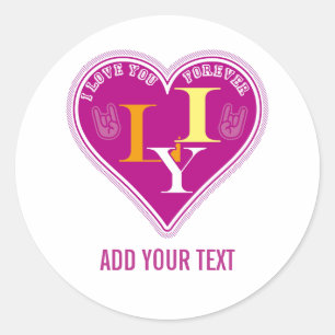 Y2K Vibrant Pink ILY Sign Language Heart Custom ラウンドシール