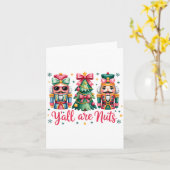 Y’all Are Nuts Funny Christmas Humor Tree Nutcrack カード (黄色い花)