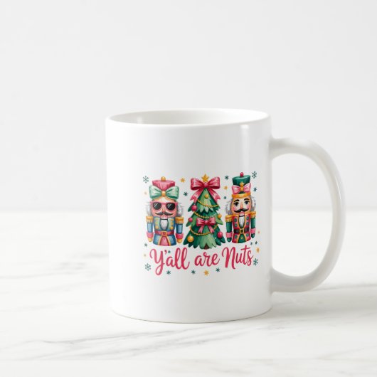 Y’all Are Nuts Funny Christmas Humor Tree Nutcrack コーヒーマグカップ (右)