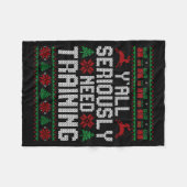 Y’all Seriously Need Training Ugly Christmas Offic フリースブランケット (正面(横))