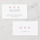 ♥ Y.Bee小さなピンクのデイジー花。モダンフローラ 名刺 (正面/裏面)