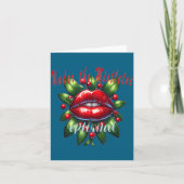 Y Christmas Mistletoe Lips - Naughty Holiday Tee W カード (正面)