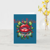 Y Christmas Mistletoe Lips - Naughty Holiday Tee W カード (黄色い花)