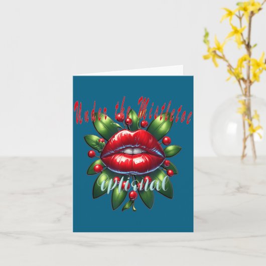 Y Christmas Mistletoe Lips - Naughty Holiday Tee W カード (黄色い花)