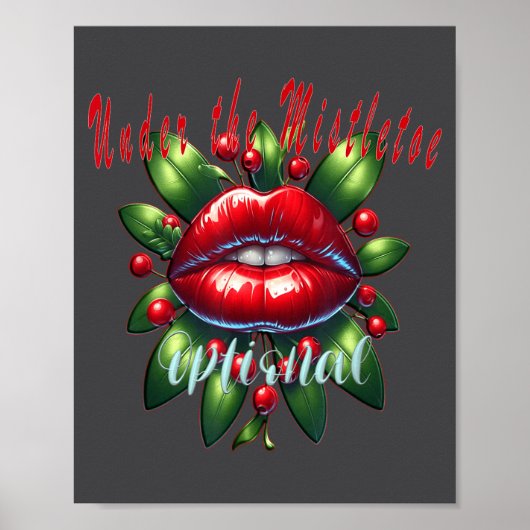 Y Christmas Mistletoe Lips - Naughty Holiday Tee W ポスター (正面)
