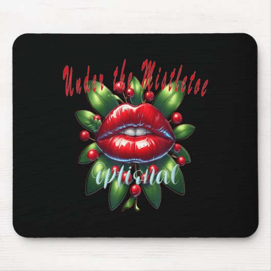 Y Christmas Mistletoe Lips - Naughty Holiday Tee W マウスパッド (正面)