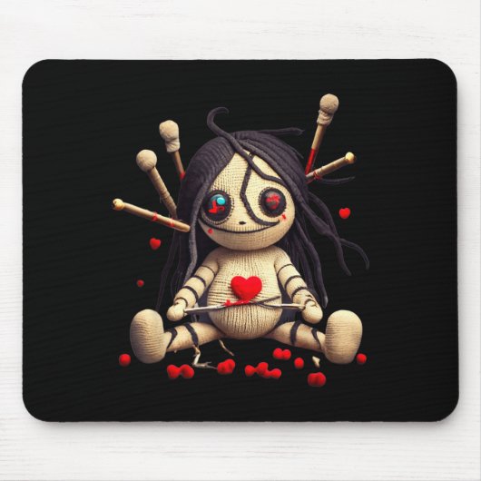 Y Cute Sitting Voodoo Doll Halloween Valentine Day マウスパッド (正面)