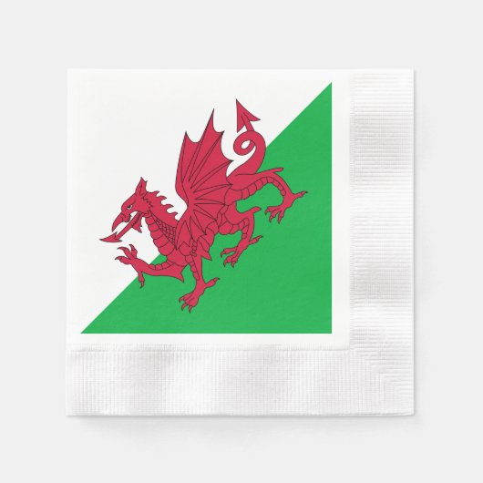 Y Ddraig Goch：ウェルシュ国旗のカクテルナプキン 縁ありカクテルナプキン (正面)