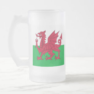 Y Ddraig Goch: ウェールズの旗ビールガラス フロストグラスビールジョッキ
