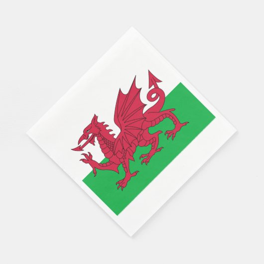 Y Ddraig Goch：ウェールズ国旗Lunchon Napkins スタンダードランチョンナプキン (角)