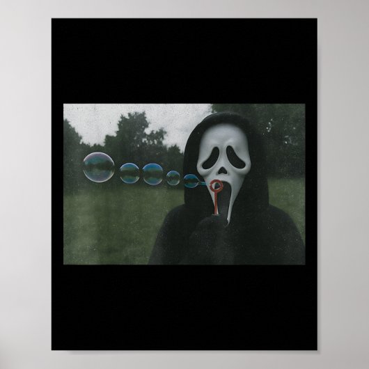 Y Face Blowing Bubbles Funny Horror Halloween Meme ポスター (正面)