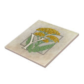 Y for Yarrow FlowerフローラMonogram Art タイル (側面)