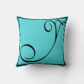 Y PILLOW – アクアバックグラウンドの文字Y クッション (裏面)