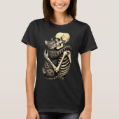Y Skeleton Hugging Cat Halloween Lovers Human Pro Tシャツ (正面)