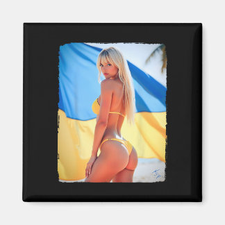 Y Woman On T Shirt - Blonde Bikini Be And Ukraine  マグネット
