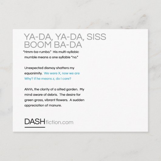 Ya-Da、Ya-Da、Siss Boom、Ba-Da ポストカード (正面)