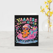 Yaas Sleigh Queen Cute Gingerbread Christmas Tee  カード (黄色い花)