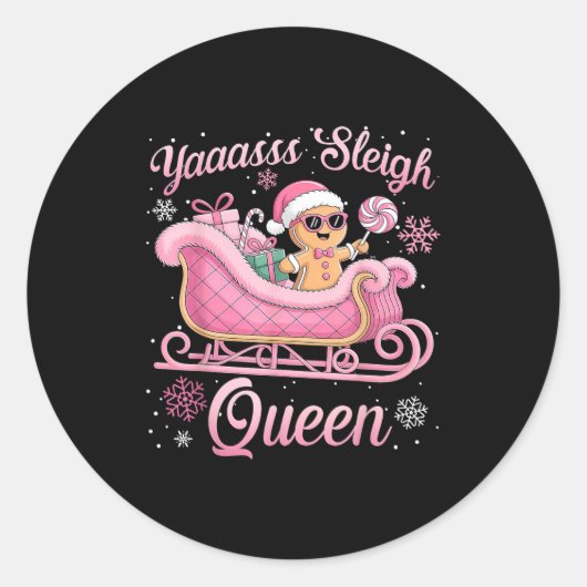 Yaas Sleigh Queen Sleigh Girl Matching Christmas  ラウンドシール (正面)