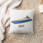 Yacht cartoon illustration クッション (ブランケット)